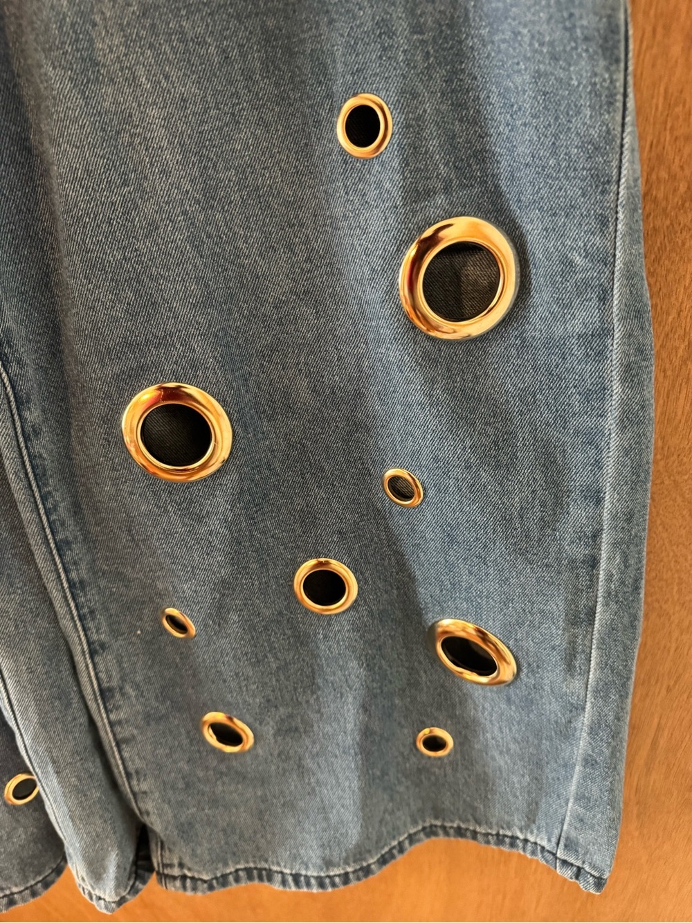 Gold Eyelet Blue Denim Women's Jeans